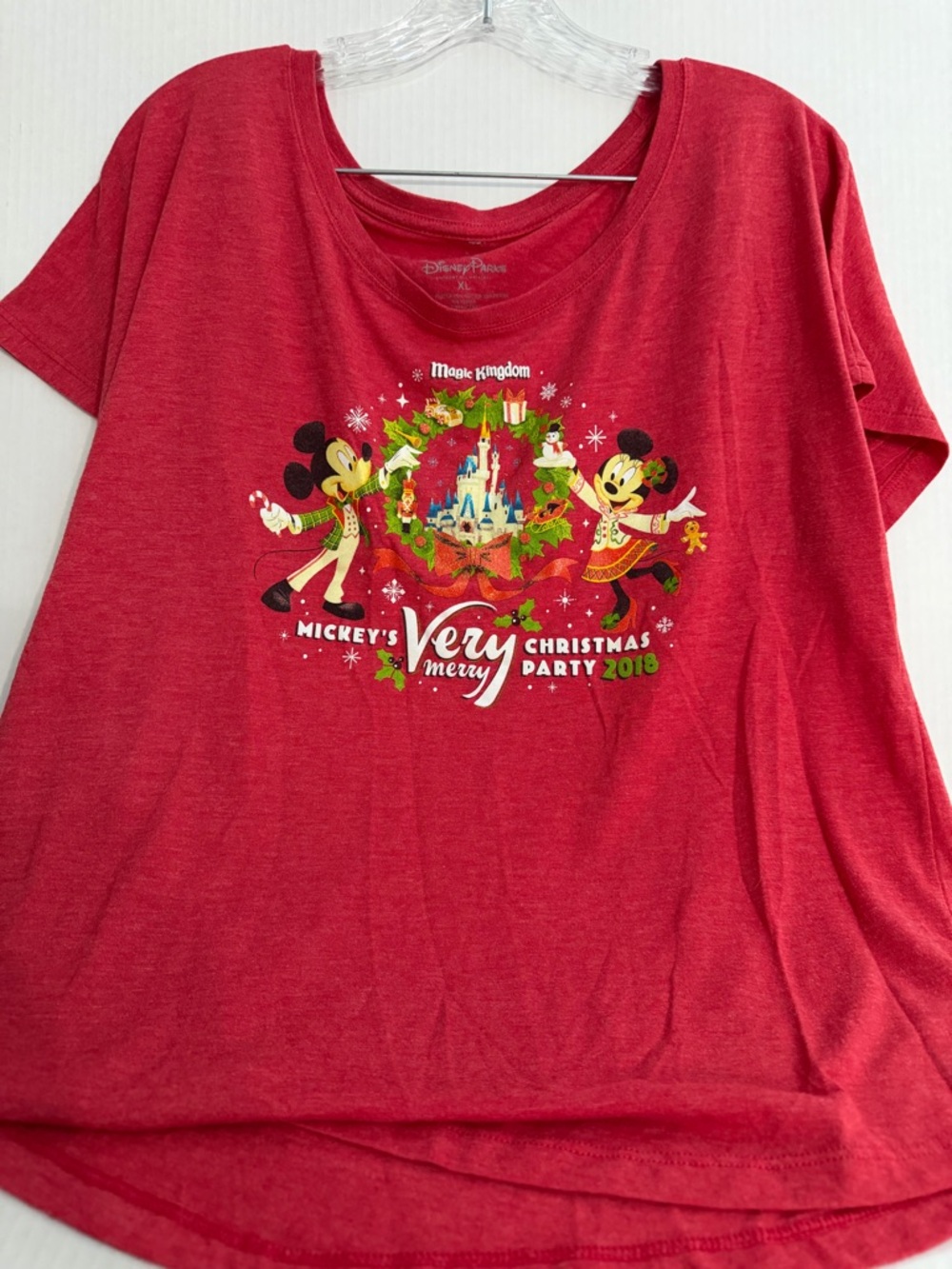Disney Mickey & Minnie 'Very Merry Christmas Party' Ladies Red Tee